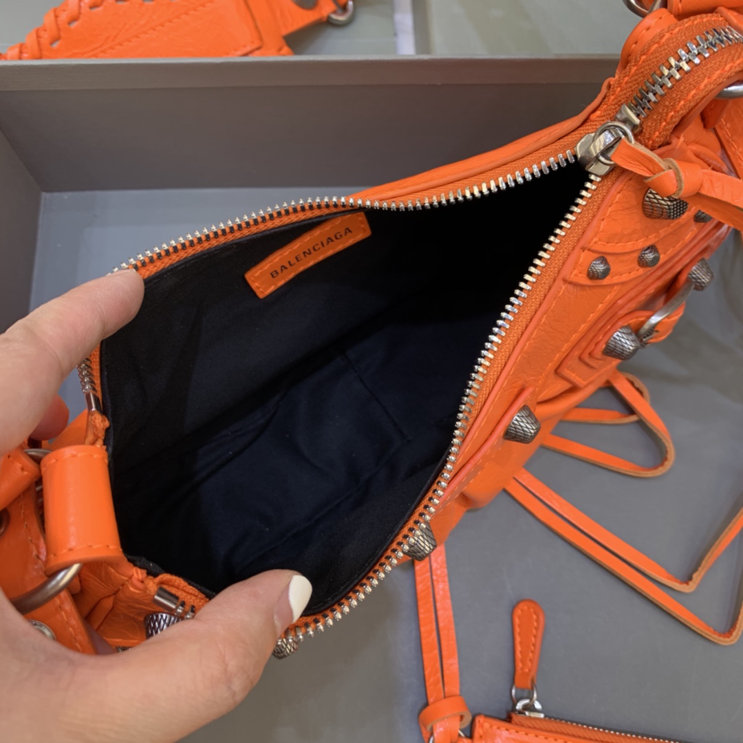 Balenciaga Le Cagole XS Shoulder Bag Crocodile Embossed Orange